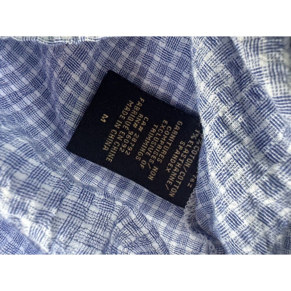 Renuar Blue Gingham Cotton Gauze Blouse Roll Tab High Low Sheer Top Medium - Picture 4 of 9
